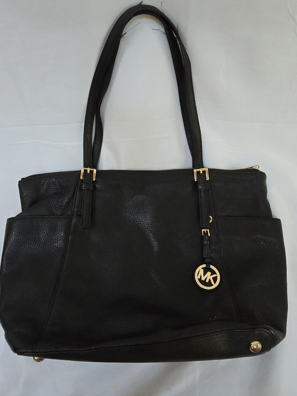 Michael Kors Jet Set Large Black Pebbled Leather Tote Bag
